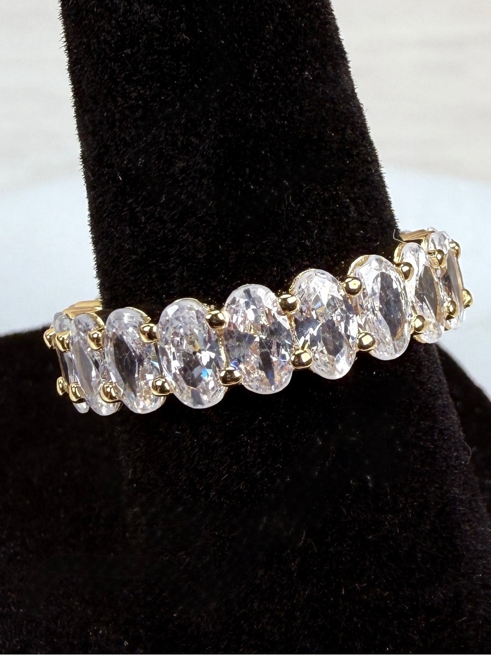 Goldtone Oval Bling Classic Eternity Ring